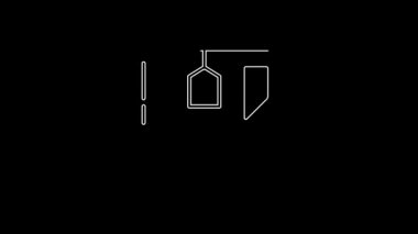 Siyah arka planda izole edilmiş çay poşeti ikonu olan beyaz çay fincanı. 4K Video hareketli grafik canlandırması.