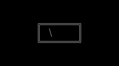 Siyah arkaplanda kitap simgesi olan beyaz çizgi rafı. Raflar işaretli. 4K Video hareketli grafik canlandırması.