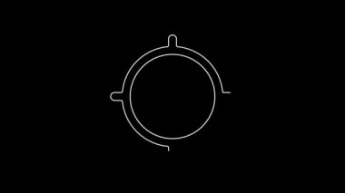 Beyaz çizgi hedef spor ikonu siyah arkaplanda izole edildi. Atış mesafesi ya da atış mesafesi için sayıları olan temiz bir hedef. 4K Video hareketli grafik canlandırması.