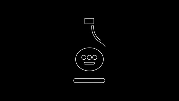 White Line Bottle Cognac Brandy Icon Isolated Black Background Video — Stock Video