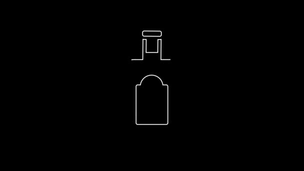 Ligne Blanche Icône Bouteille Whisky Isolé Sur Fond Noir Animation — Video