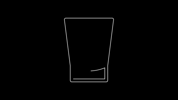 White Line Glass Vodka Icon Isolated Black Background Video Motion — Stock video