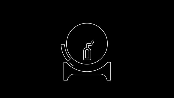 White Line Wooden Barrel Rack Stopcock Icon Isolated Black Background — Stock Video