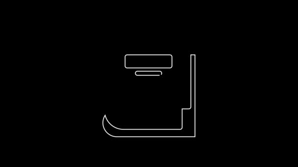 White Line Book Icon Isolated Black Background Video Motion Graphic — Stock Video