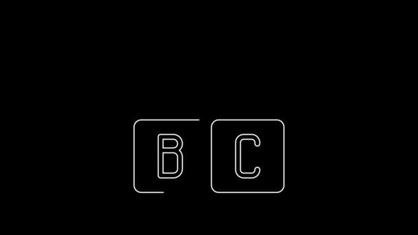 White Line Abc Blocks Icon Isolated Black Background Alphabet Cubes — Stock Video