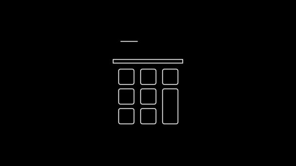 Icône Calculatrice Ligne Blanche Isolée Sur Fond Noir Symbole Comptable — Video