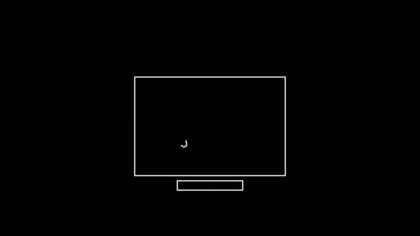 白线黑板图标孤立在黑色背景 学校黑板标志 4K视频运动图形动画 — 图库视频影像