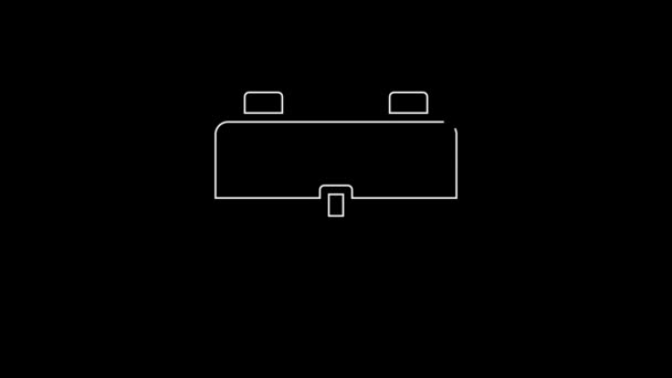 Weiße Linie Schulrucksack Symbol Isoliert Auf Schwarzem Hintergrund Video Motion — Stockvideo