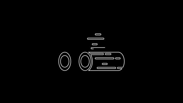 White Line Wooden Logs Icon Isolated Black Background Stack Firewood — Stock video