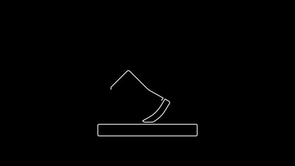Weiße Linie Holzbeil Symbol Isoliert Auf Schwarzem Hintergrund Holzfällerbeil Video — Stockvideo