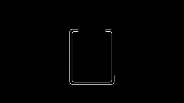 White Line Clipboard Question Marks Icon Isolated Black Background Survey — Vídeo de Stock