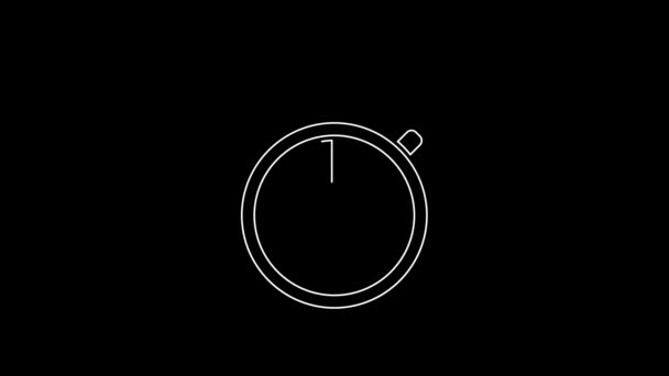 Біла Лінія Піктограма Секундоміра Ізольована Чорному Тлі Часовий Знак Таймера — стокове відео