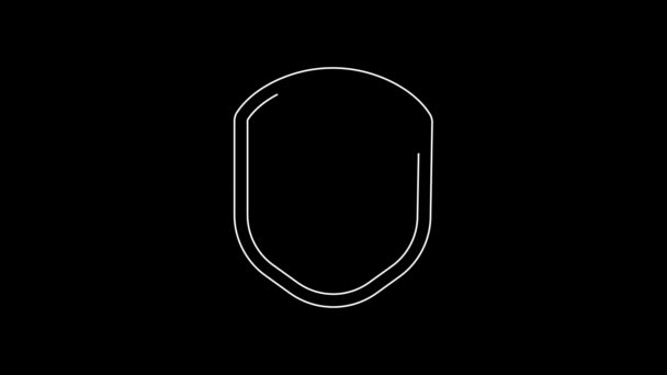 White Line Shield Text Help Icon Isolated Black Background Guard — Vídeo de stock