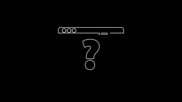 White Line Browser Question Mark Icon Isolated Black Background Internet — ストック動画