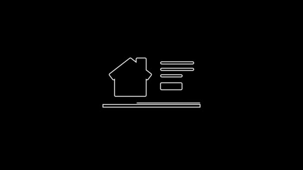 White Line Online Real Estate House Laptop Icon Isolated Black — Stockvideo