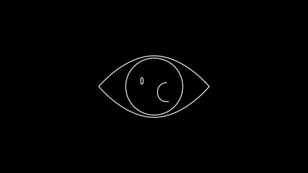 White Line Eye Percent Icon Isolated Black Background Shopping Tag — Vídeo de Stock