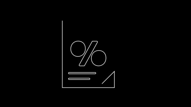 White Line Finance Document Icon Isolated Black Background Paper Bank — Vídeos de Stock