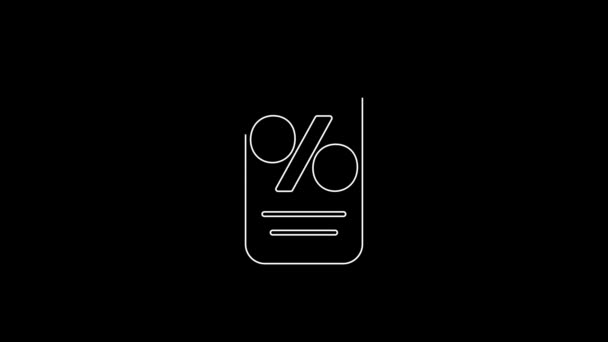 White Line Percent Discount Mobile Phone Icon Isolated Black Background — Vídeo de Stock