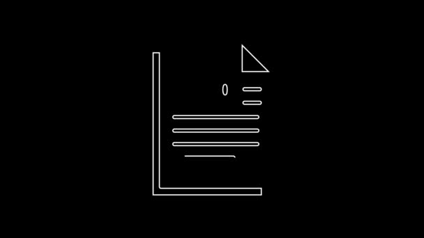 White Line Finance Document Icon Isolated Black Background Paper Bank — Video Stock
