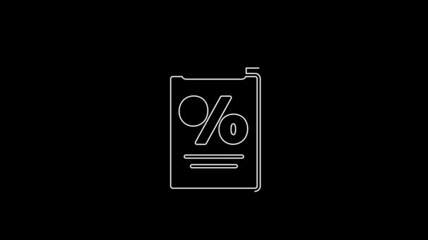 White Line Finance Document Icon Isolated Black Background Paper Bank — Videoclip de stoc