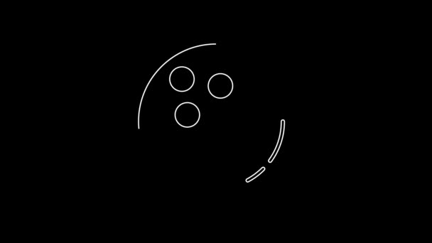 White Line Bowling Ball Icon Isolated Black Background Sport Equipment — ストック動画