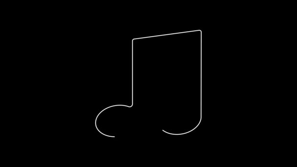 Biała Linia Muzyka Dźwięk Ikony Izolowane Czarnym Tle Animacja Graficzna — Wideo stockowe