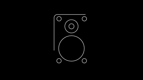 Bílá Čára Stereo Reproduktor Ikona Izolované Černém Pozadí Reproduktory Zvukového — Stock video
