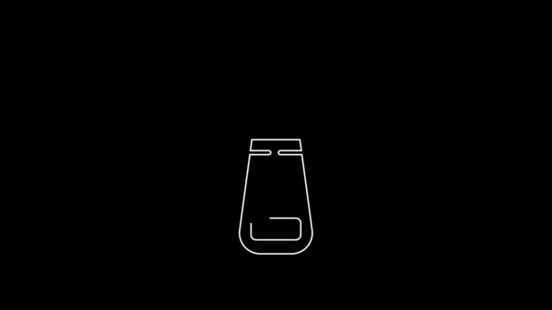 Witte Lijn Rits Pictogram Geïsoleerd Zwarte Achtergrond Video Motion Grafische — Stockvideo