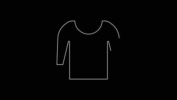 White Line Sweater Icon Isolated Black Background Pullover Icon Video — Stock Video