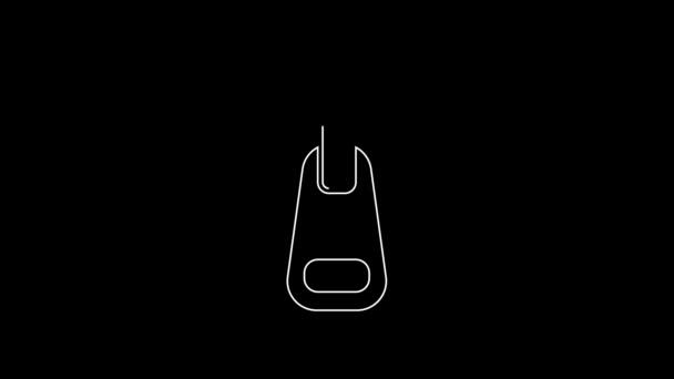 Bílá Čára Zip Ikona Izolované Černém Pozadí Grafická Animace Pohybu — Stock video