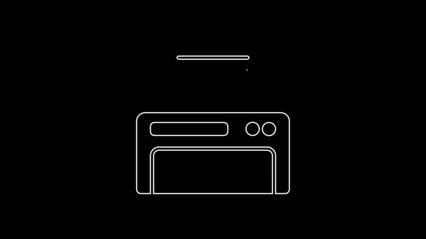 Icono Impresora Línea Blanca Aislado Sobre Fondo Negro Animación Gráfica — Vídeo de stock