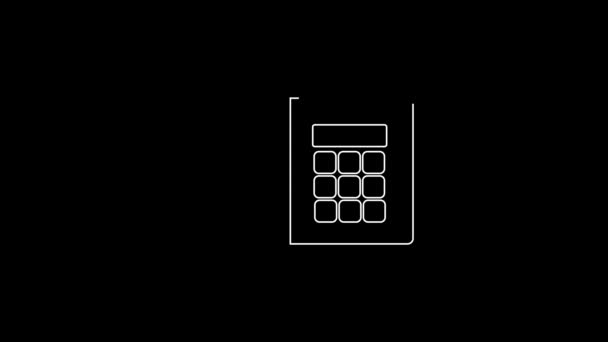 Witte Lijn Telefoon Pictogram Geïsoleerd Zwarte Achtergrond Vaste Telefoon Video — Stockvideo