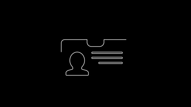白线识别证图标孤立在黑色背景 它可以用于演示 公司的身份 4K视频运动图形动画 — 图库视频影像