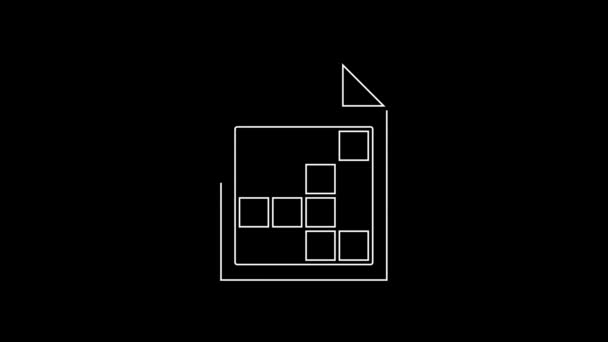 Піктограма Документа Білого Кольору Ізольовано Чорному Тлі Піктограма Контрольного Списку — стокове відео