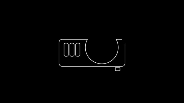Bílá Čára Prezentace Film Film Mediální Projektor Ikona Izolované Černém — Stock video
