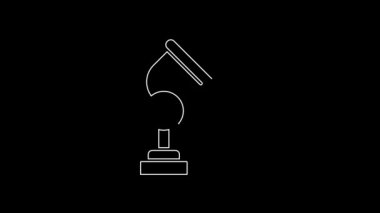 Beyaz çizgi Radar simgesi siyah arkaplanda izole edildi. Arama sistemi. Uydu sinyali. 4K Video hareketli grafik canlandırması.