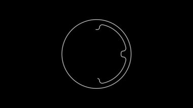 Siyah arkaplanda beyaz çizgi pusula simgesi izole edildi. Rüzgâr yön bulma sembolü. Rüzgar gül işareti. 4K Video hareketli grafik canlandırması.