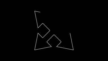 Beyaz çizgi trafik levhası. Siyah arkaplanda sinyal simgesi izole edildi. İşaretçi sembolü. İzole sokak bilgi levhası. Yön tabelası. 4K Video hareketli grafik canlandırması.