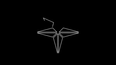 Beyaz çizgi rüzgar gül simgesi siyah arkaplanda izole. Seyahat için pusula simgesi. Navigasyon tasarımı. 4K Video hareketli grafik canlandırması.