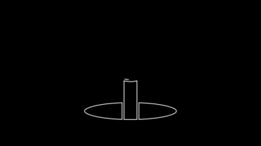 Siyah arkaplanda beyaz çizgi itme simgesi var. Raptiye işareti. 4K Video hareketli grafik canlandırması.