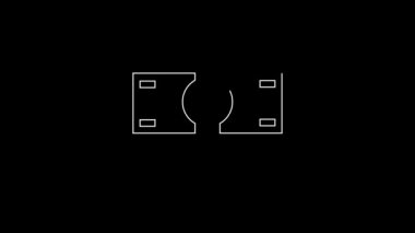 Beyaz çizgi, kağıt para yığını siyah arka planda izole nakit ikonu. Para desteleri. Para birimi. 4K Video hareketli grafik canlandırması.