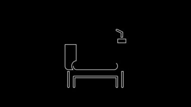 White line Cinema chair icon isolated on black background. 4K Video motion graphic animation.