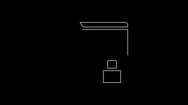 Beyaz çizgi dizini ve kilit simgesi siyah arkaplanda izole edildi. Kapalı dosya ve asma kilit. Güvenlik, güvenlik, koruma kavramı. 4K Video hareketli grafik canlandırması.