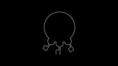 White line Bunch of keys icon isolated on black background. 4K Video motion graphic animation.