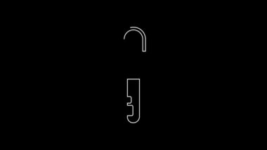 White line Locked key icon isolated on black background. 4K Video motion graphic animation.
