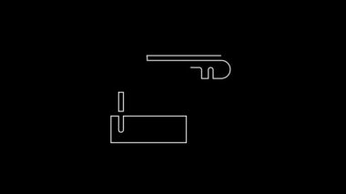 White line Marked key icon isolated on black background. 4K Video motion graphic animation.