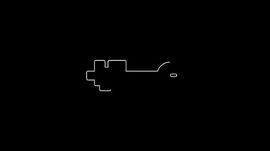 White line Old key icon isolated on black background. 4K Video motion graphic animation.