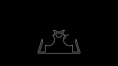 White line Medieval knight icon isolated on black background. 4K Video motion graphic animation.