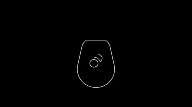 White line Old money bag icon isolated on black background. Cash Banking currency sign. 4K Video motion graphic animation.