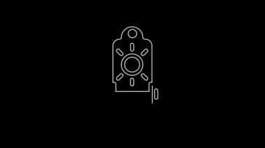 White line Medieval throne icon isolated on black background. 4K Video motion graphic animation.